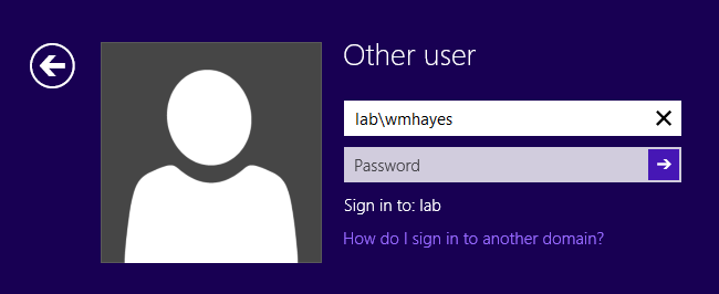 Windows 8 typing other domain
