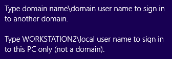 Windows 8 Logon Screen Specify Domain