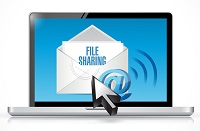 Graphic representing file sharing by e-mail