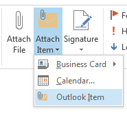 Microsoft Outlook menu screenshot