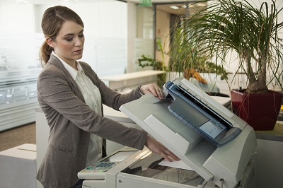 Businesswoman scanning