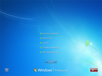 Windows 7 Security Menu