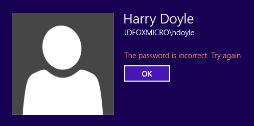 Windows 8 Password Incorrect