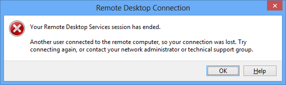 Windows 8 RDP disconnected
