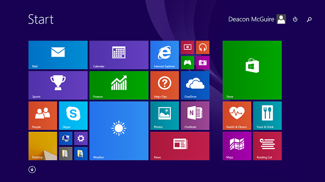 Windows 8.1 Start screen